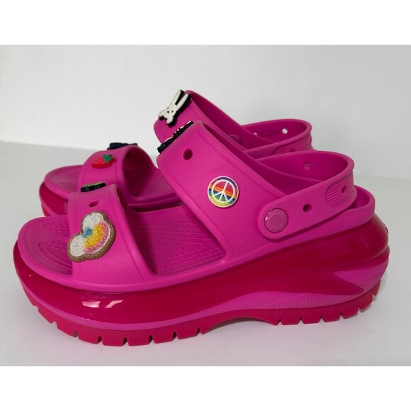 Crocs Women's size 8 Classic Mega Crush Sandals Juice Pink Thick Soled Platform - Picture 13 of 14